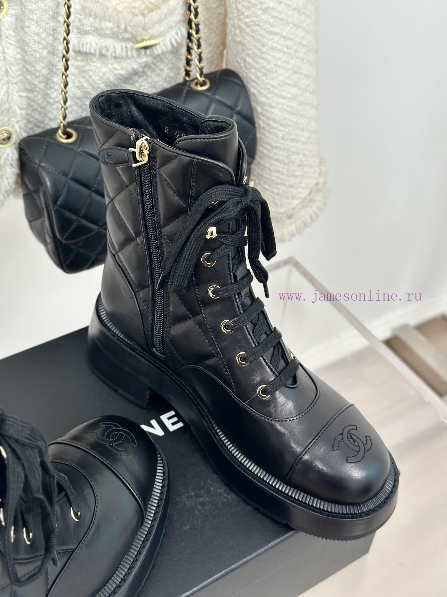 Chanel | Chanel Classic Autumn/Winter Double C Diamond Grid Letter Thick Heel Short BootsTheuc4c4wr2 - Image 6