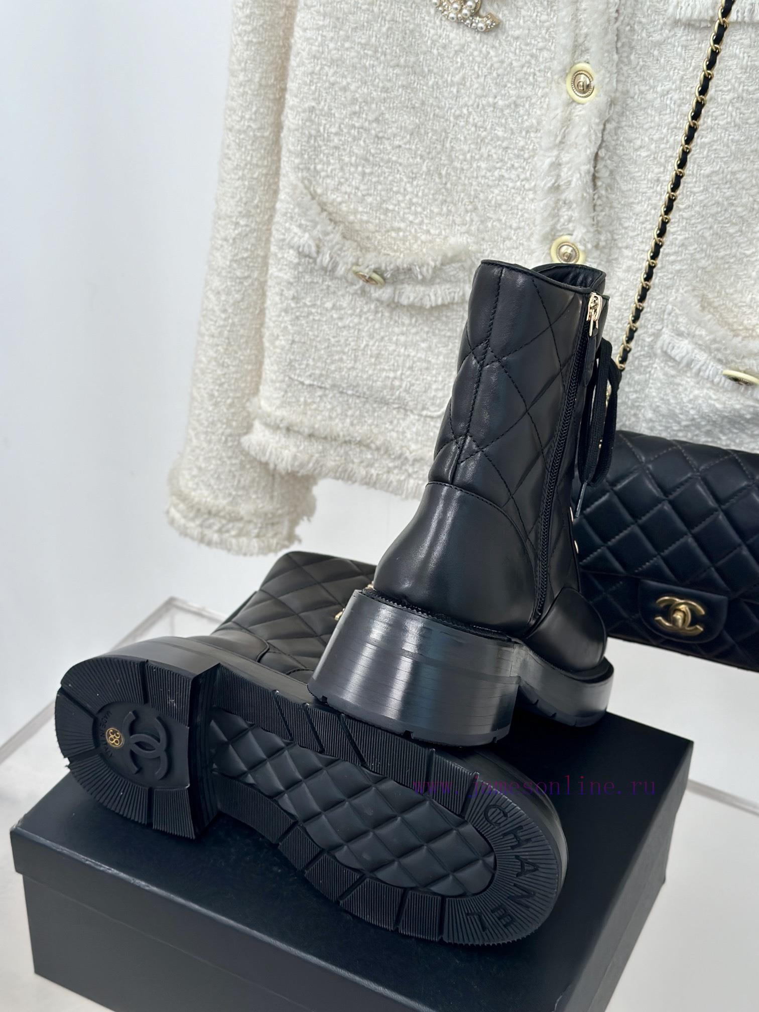 Chanel | Chanel Classic Autumn/Winter Double C Diamond Grid Letter Thick Heel Short BootsTheuc4c4wr2 - Image 10