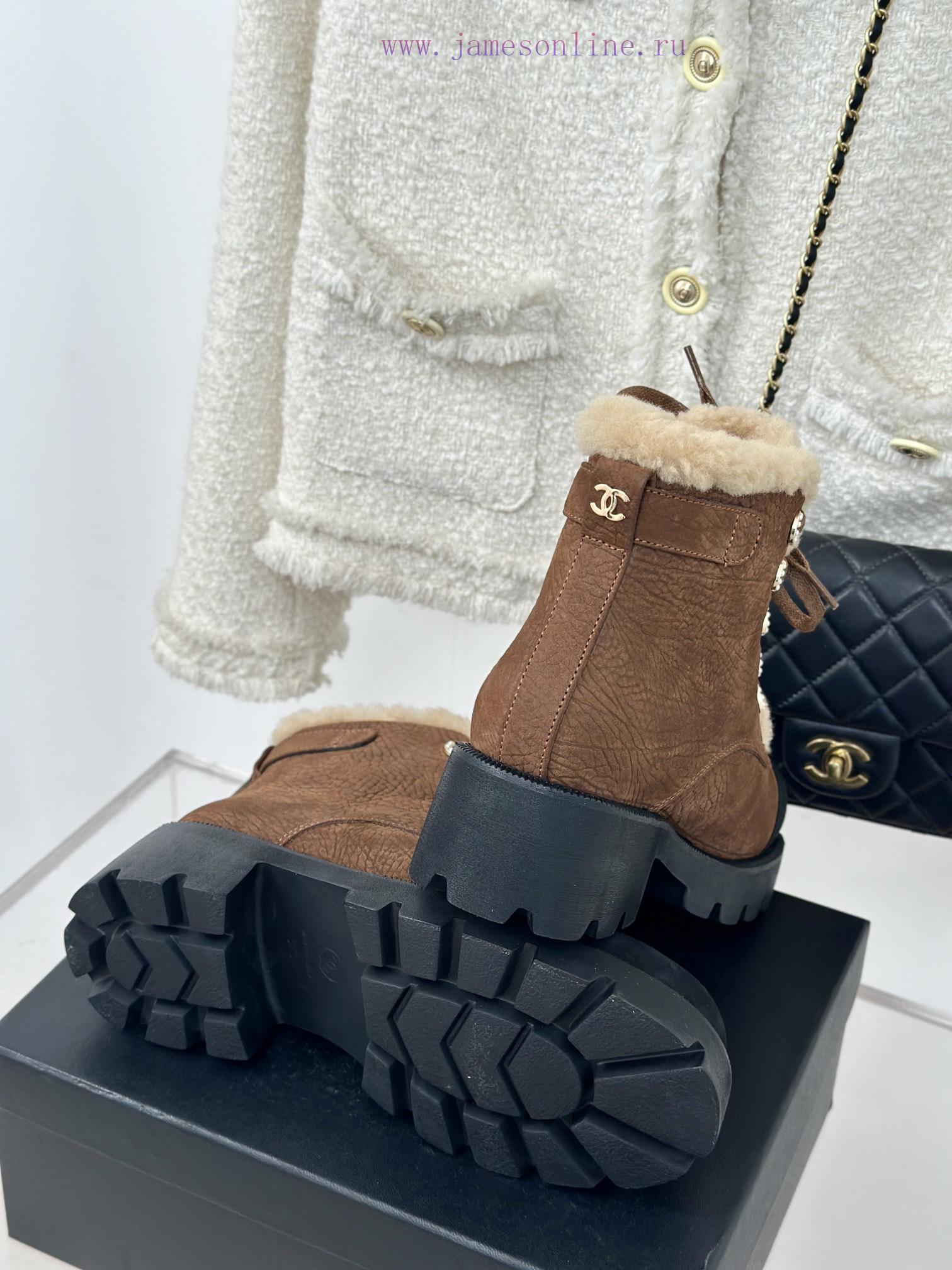 Chanel | Chanel 24K Autumn/Winter New ProductsColor blocked lace up snow boots Martin bootsTwnfz7w6l - Image 10