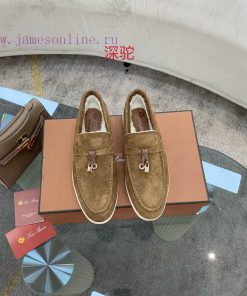 Loro Piana lambhair loafers, Italy's top cashmere retro elegant low-key luxury fashion, pracczuzcgou
