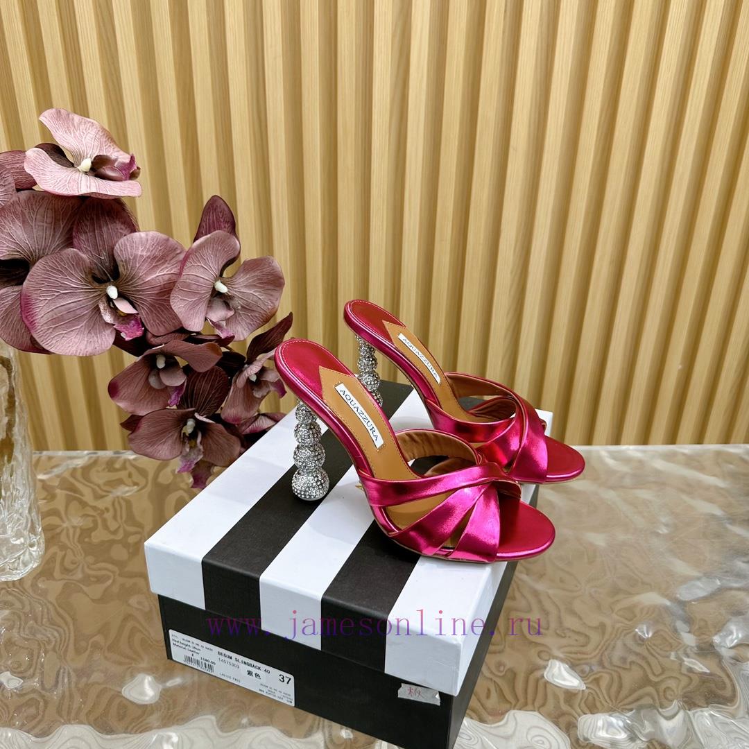 Aquazzura2024 New Top Pineapple Women's Hollow High Heel Sandals Original 1:1 Open Mold Heel3kuigfrg