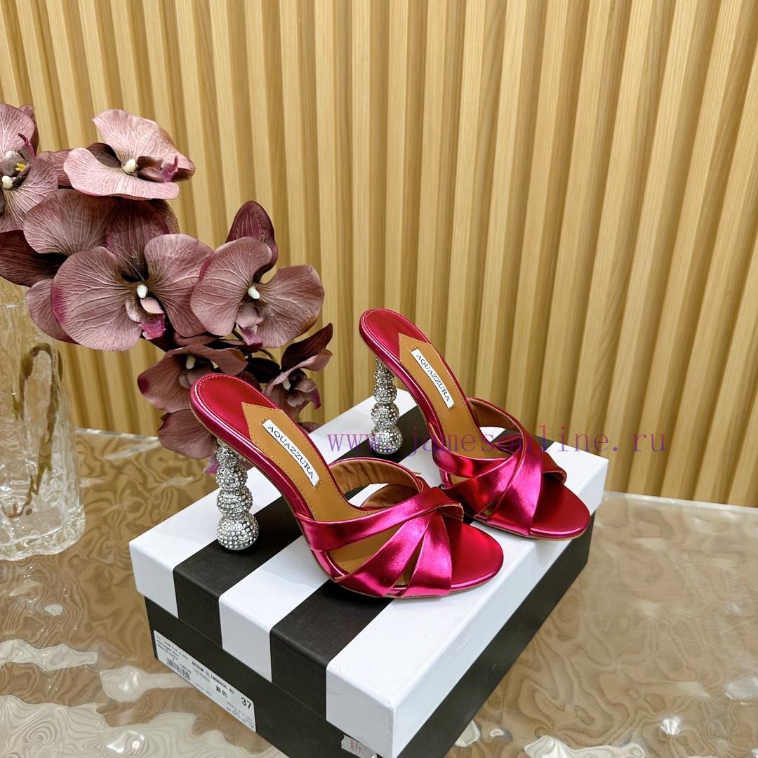 Aquazzura2024 New Top Pineapple Women's Hollow High Heel Sandals Original 1:1 Open Mold Heel3kuigfrg - Image 4