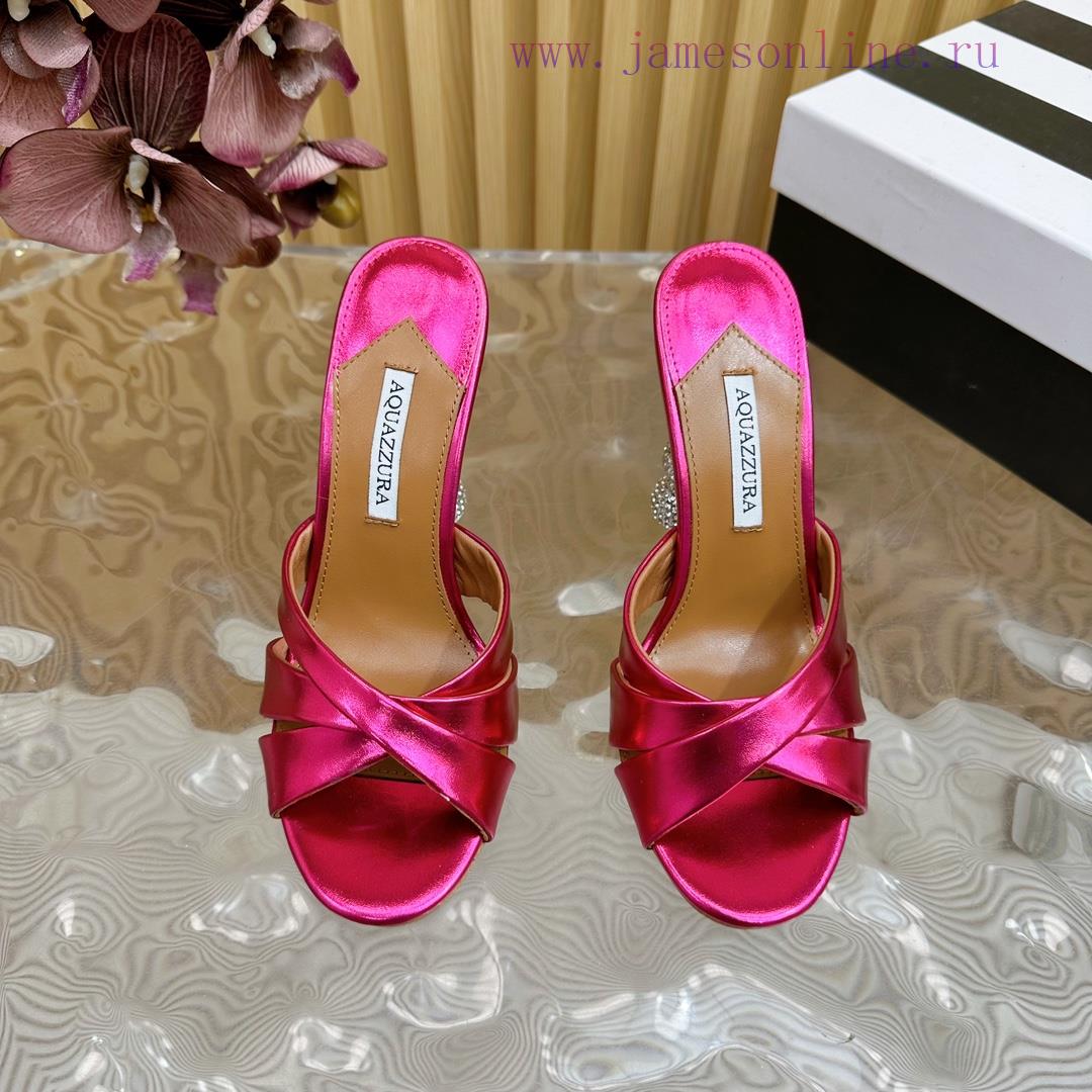 Aquazzura2024 New Top Pineapple Women's Hollow High Heel Sandals Original 1:1 Open Mold Heel3kuigfrg - Image 6