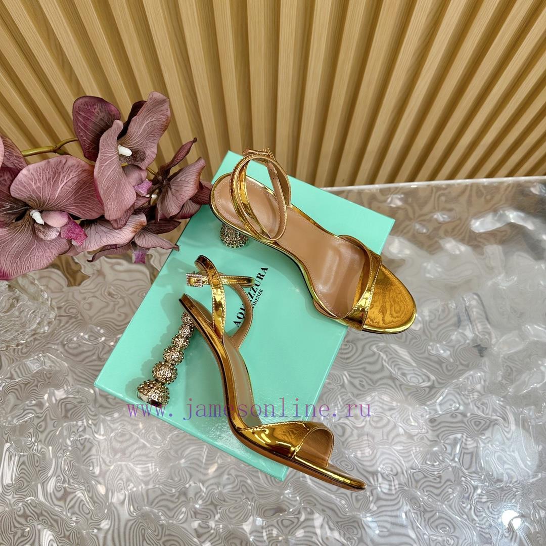 Aquazzura2024 New Top Pineapple Women's Hollow High Heel Sandals Original 1:1 Open Mold Heelzny1da5k - Image 3