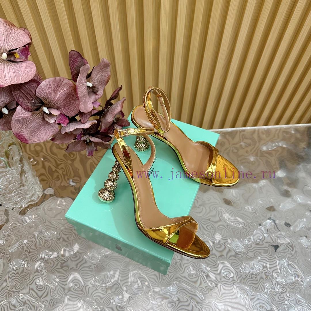 Aquazzura2024 New Top Pineapple Women's Hollow High Heel Sandals Original 1:1 Open Mold Heelzny1da5k - Image 4