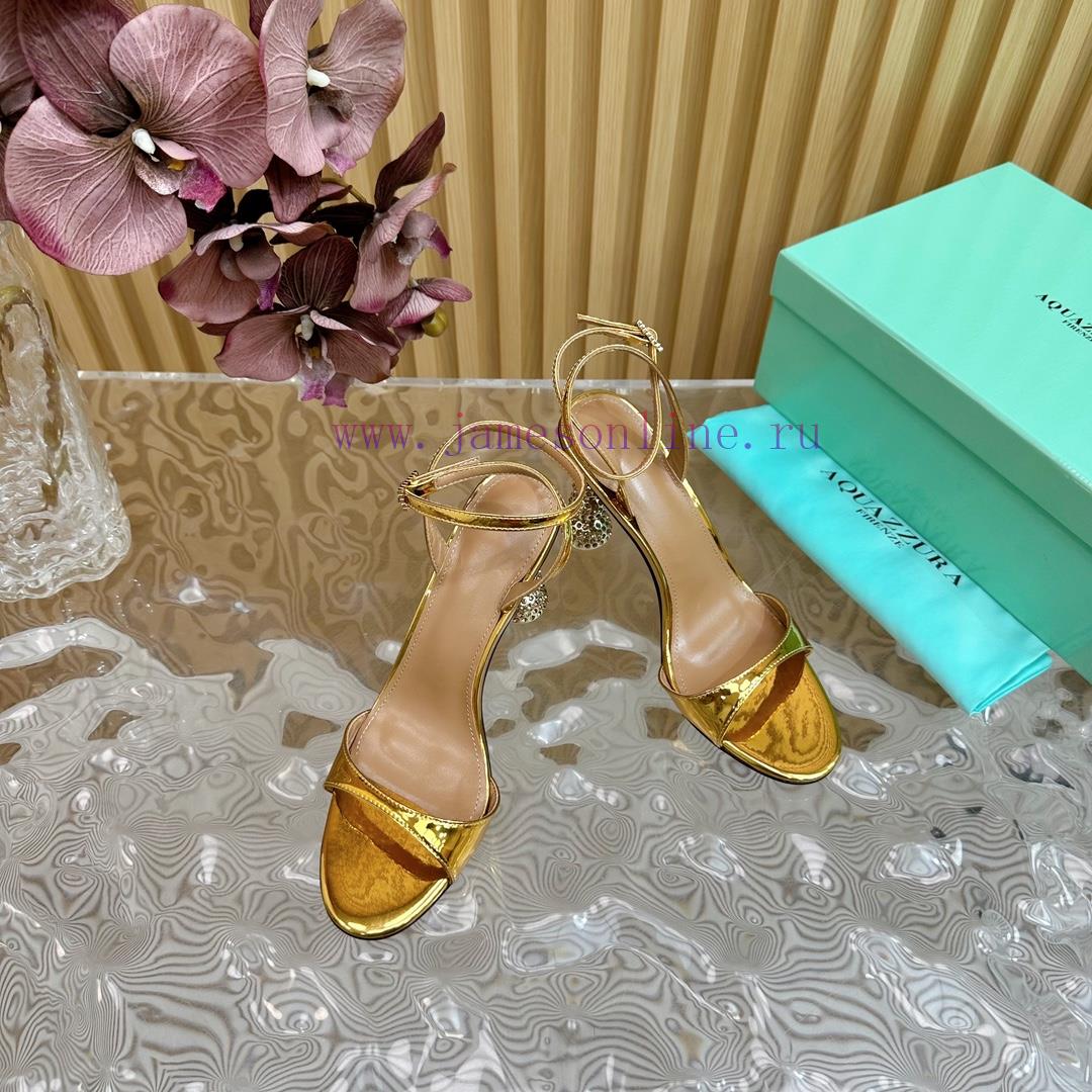 Aquazzura2024 New Top Pineapple Women's Hollow High Heel Sandals Original 1:1 Open Mold Heelzny1da5k - Image 6
