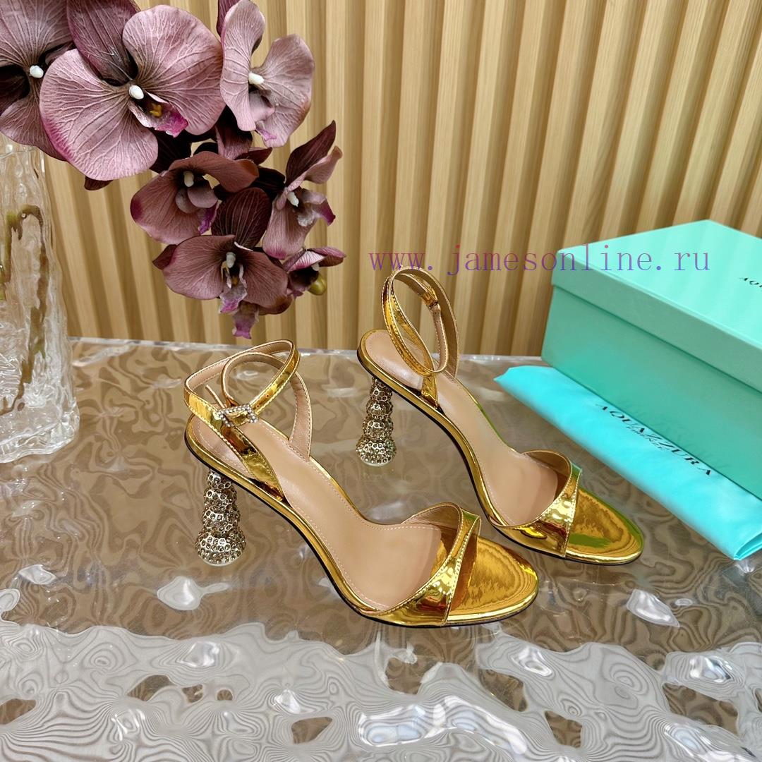 Aquazzura2024 New Top Pineapple Women's Hollow High Heel Sandals Original 1:1 Open Mold Heelzny1da5k - Image 10