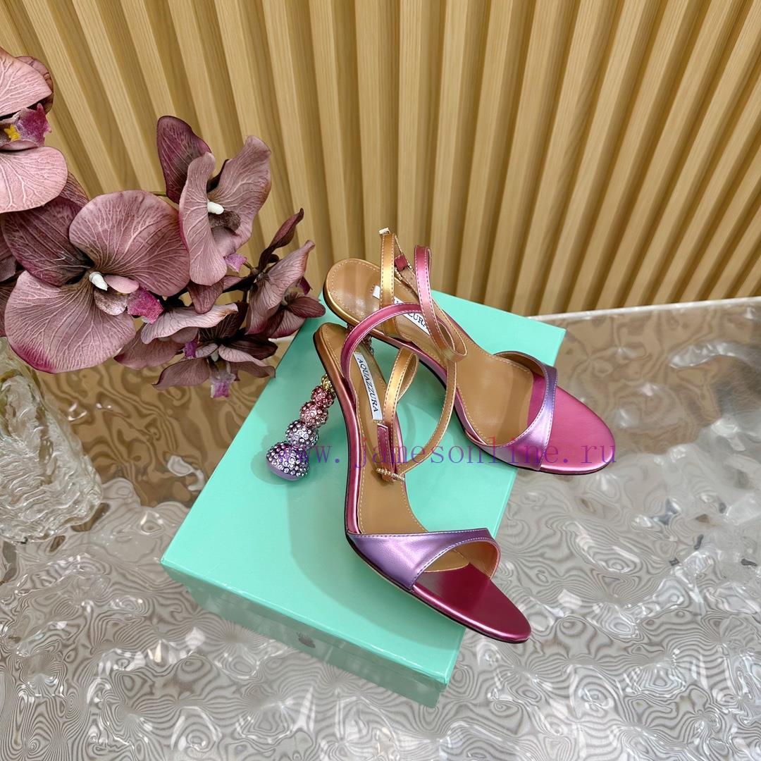 Aquazzura2024 New Top Pineapple Women's Hollow High Heel Sandals Original 1:1 Open Mold Heelzms3cdv8 - Image 3