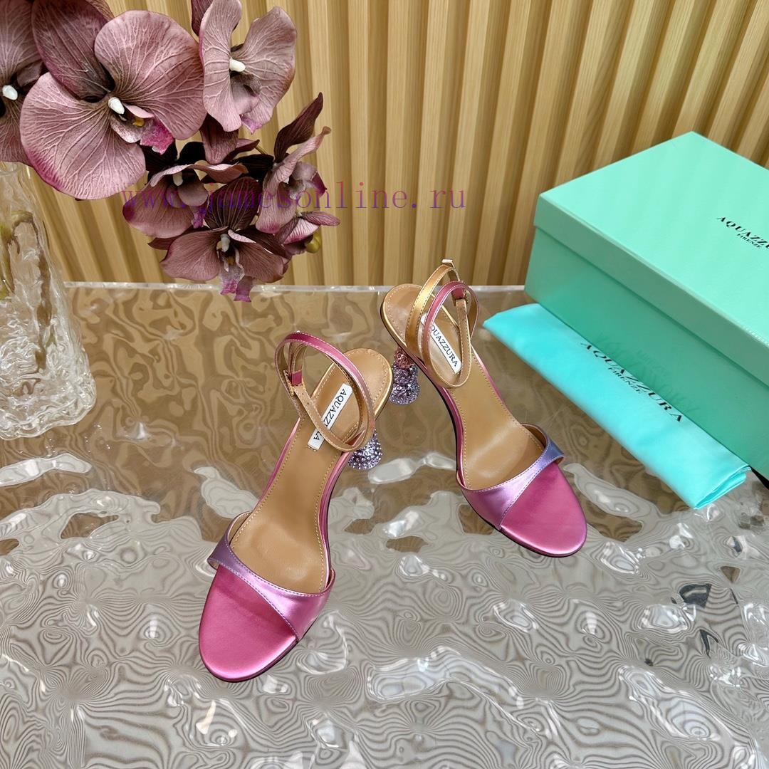 Aquazzura2024 New Top Pineapple Women's Hollow High Heel Sandals Original 1:1 Open Mold Heelzms3cdv8 - Image 6