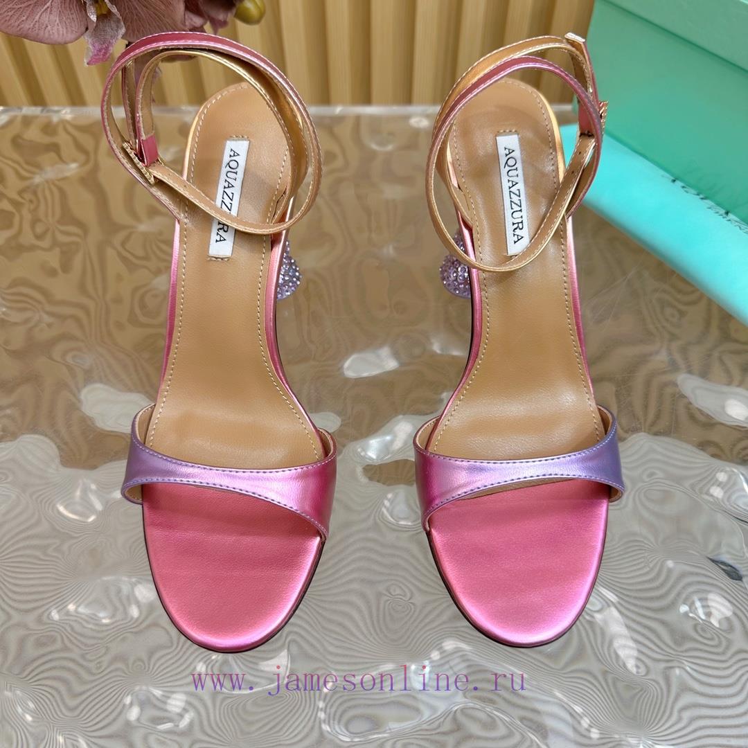 Aquazzura2024 New Top Pineapple Women's Hollow High Heel Sandals Original 1:1 Open Mold Heelzms3cdv8 - Image 10