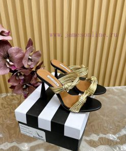 Aquazzura2024 New Top Pineapple Women's Twisted Flower Weaving Slippers High Heel Sandals Org2mrwlul
