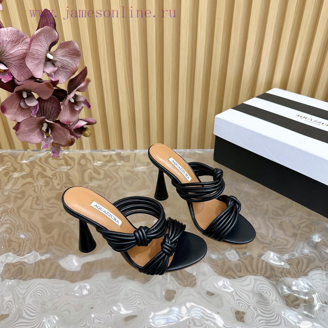 Aquazzura2024 New Top Pineapple Women's Twisted Flower Weaving Slippers High Heel Sandals Orsk2mqjuv - Image 10