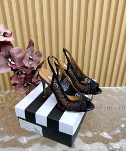 Aquazzura 2024 New Top Pineapple Women's Mesh Mesh Fish Mouth High Heel Sandals Original 1:1j6yk0ph7
