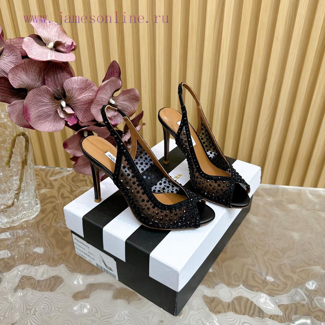 Aquazzura 2024 New Top Pineapple Women's Mesh Mesh Fish Mouth High Heel Sandals Original 1:1j6yk0ph7 - Image 3