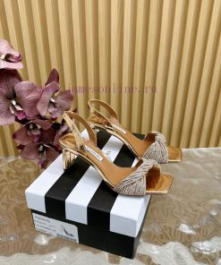 Aquazzura2024 New Top Pineapple Women's Twisted Flower Weaving Slippers High Heel Sandals Or6wu8zk37