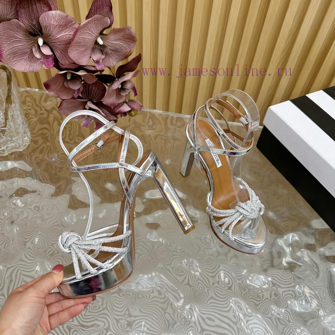 Aquazzura 2024 New Top Pineapple Women's Crystal Twisted Flower Water Platform Dragging Highamiqyq8s - Image 7