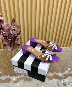 Aquazzura 2024 New Top Pineapple Women's Twisted Flower Diamond Slippers Thick Heel Sandals smpffe9u