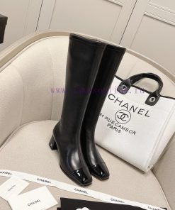 Chanel Chanel timeless classic patchwork thick heel elastic boots interpret elegant Chanel sha6qdonn