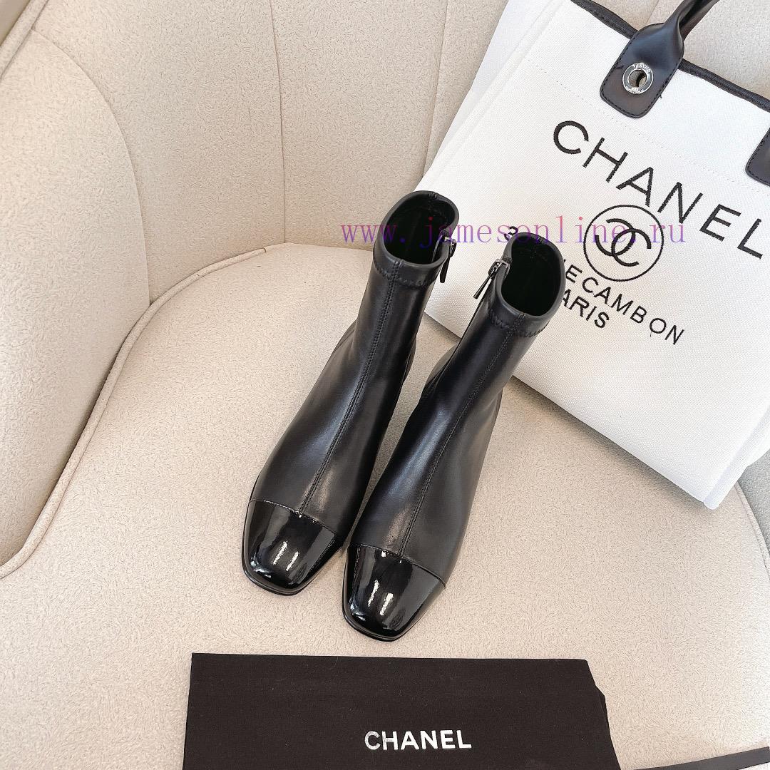 Chanel Chanel timeless classic patchwork thick heel elastic boots interpret elegant Chanel s8mw5uivc