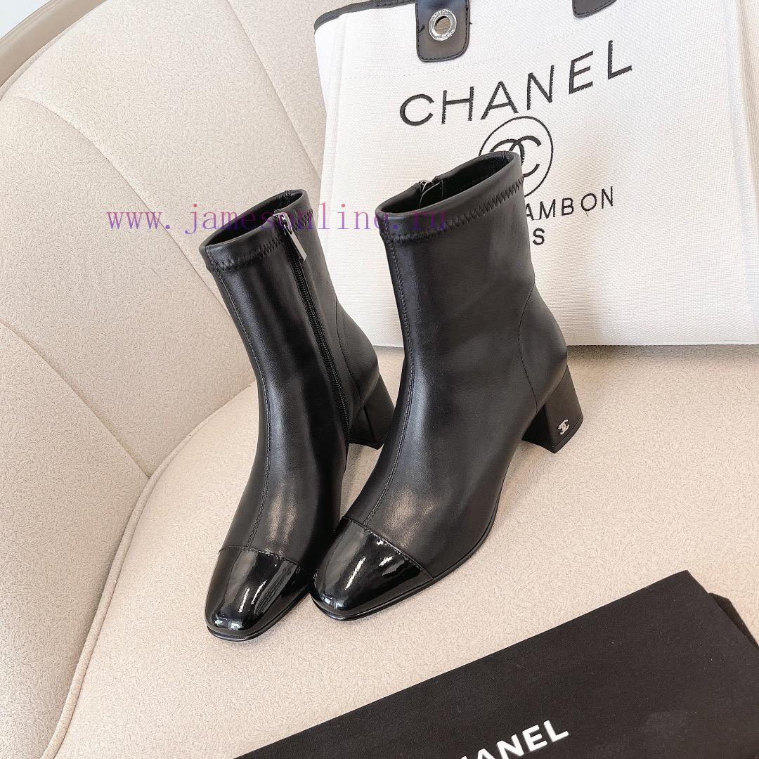 Chanel Chanel timeless classic patchwork thick heel elastic boots interpret elegant Chanel s8mw5uivc - Image 4