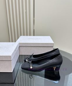 Jimmy Choo | Jay Chou's Classic BowPearl Coarse Heel Ballet Shoes Single ShoesJC Home's timet8qjk2fq