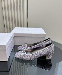 Jimmy Choo | Jay Chou's Classic BowPearl Coarse Heel Ballet Shoes Single ShoesJC Home's timexawjdvm4