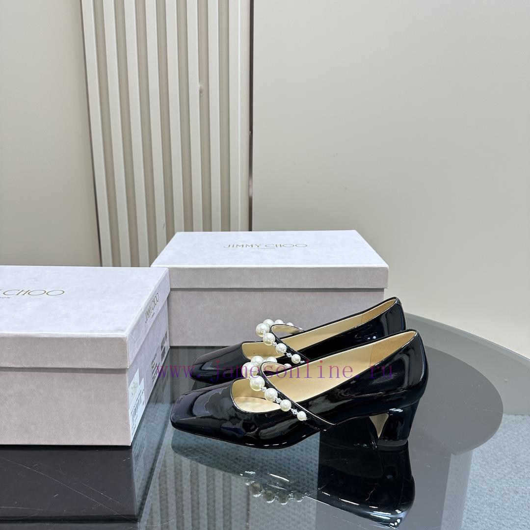 Jimmy Choo/Jay Chou Classic Pearl Coarse Heel Mary Jane ShoesI believe that's why girls can'ndy9uahv - Image 2