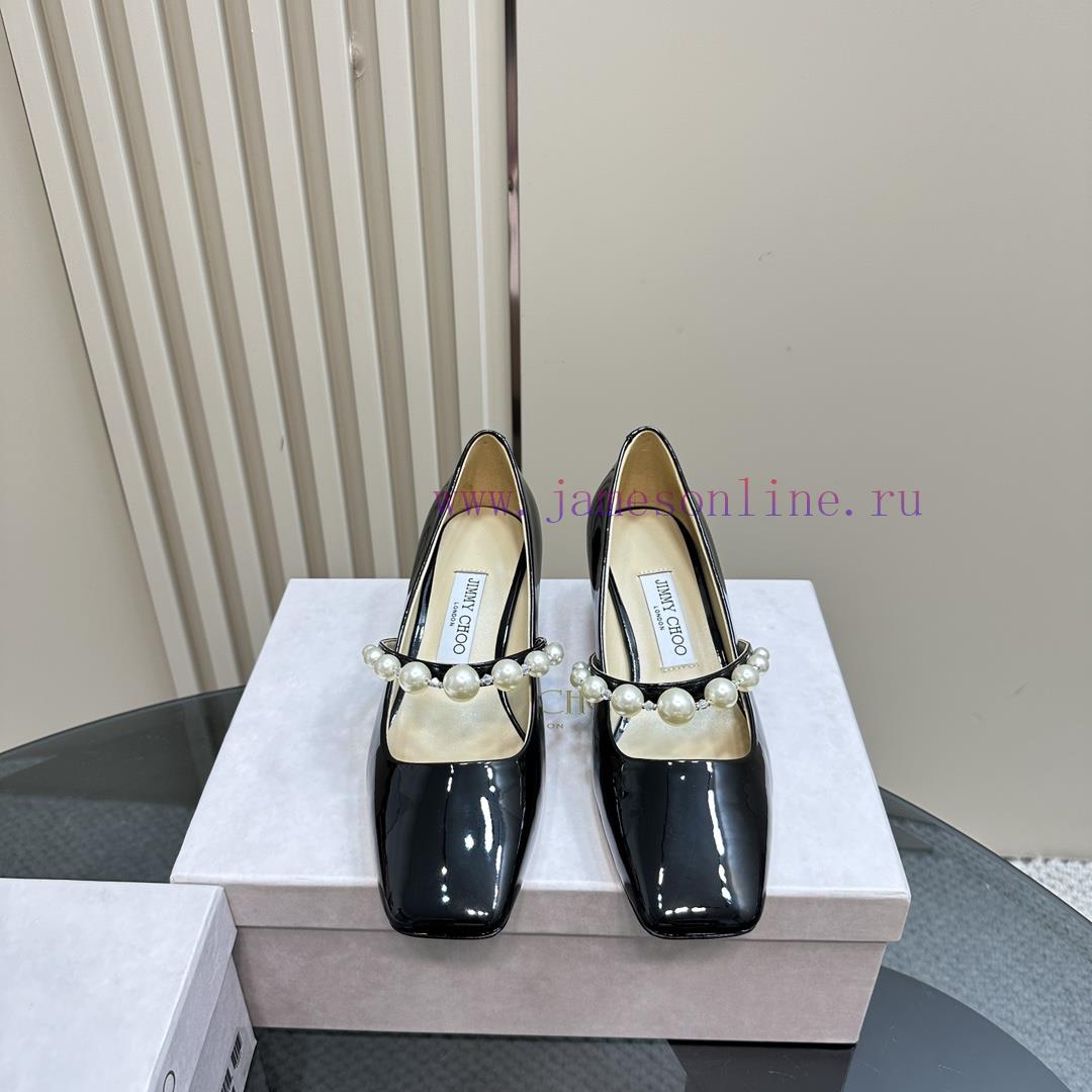 Jimmy Choo/Jay Chou Classic Pearl Coarse Heel Mary Jane ShoesI believe that's why girls can'ndy9uahv - Image 3