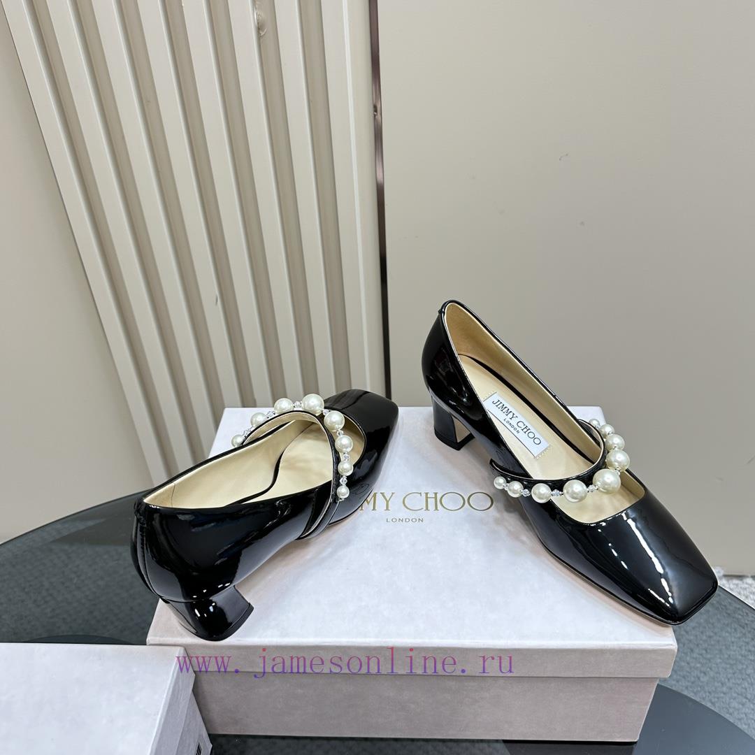 Jimmy Choo/Jay Chou Classic Pearl Coarse Heel Mary Jane ShoesI believe that's why girls can'ndy9uahv - Image 6