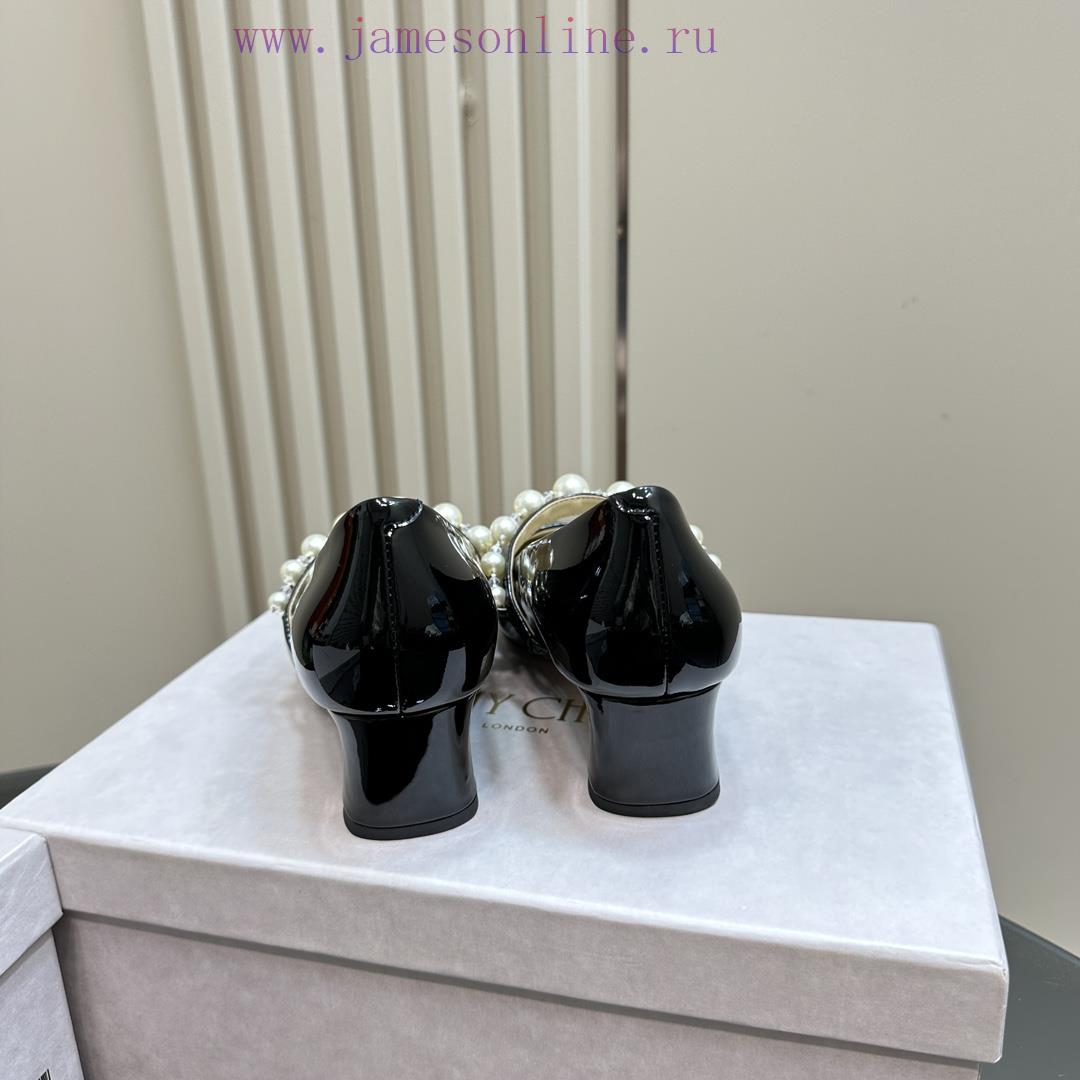 Jimmy Choo/Jay Chou Classic Pearl Coarse Heel Mary Jane ShoesI believe that's why girls can'ndy9uahv - Image 7
