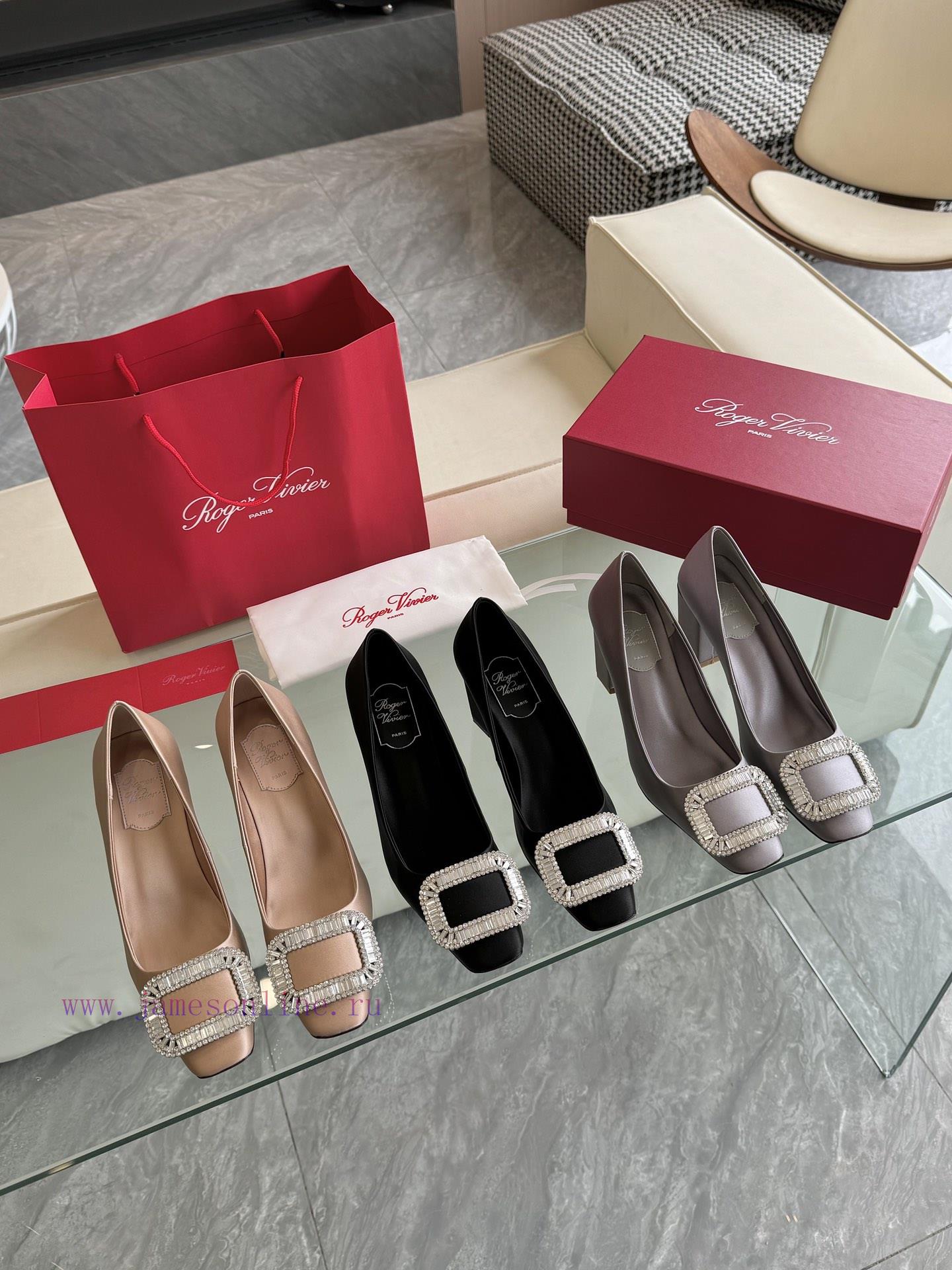 🪵 Roger Vivi 2025 Early Spring New RV Women's Shoes Bell Vivier Series Silk High Heels Singliijm73sz