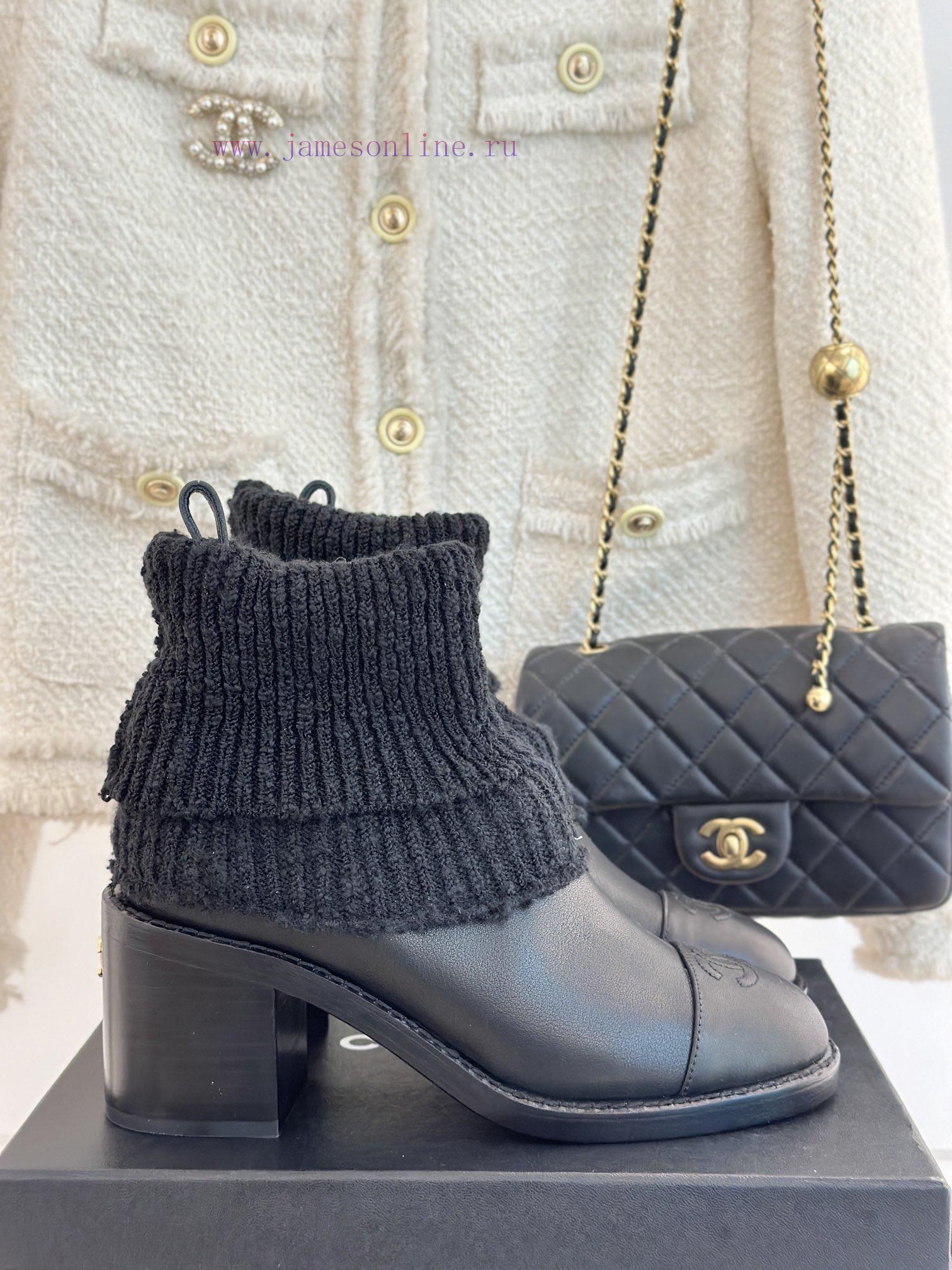 Chanel | Chanel 24K Autumn/Winter New Product Double CThick heeled socks bootsThis season's bruaxgnw - Image 2