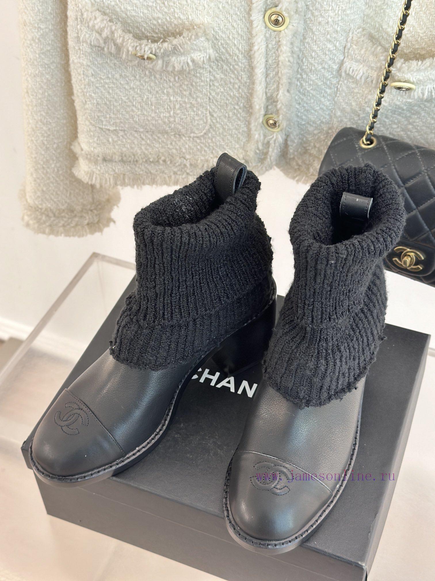 Chanel | Chanel 24K Autumn/Winter New Product Double CThick heeled socks bootsThis season's bruaxgnw - Image 3