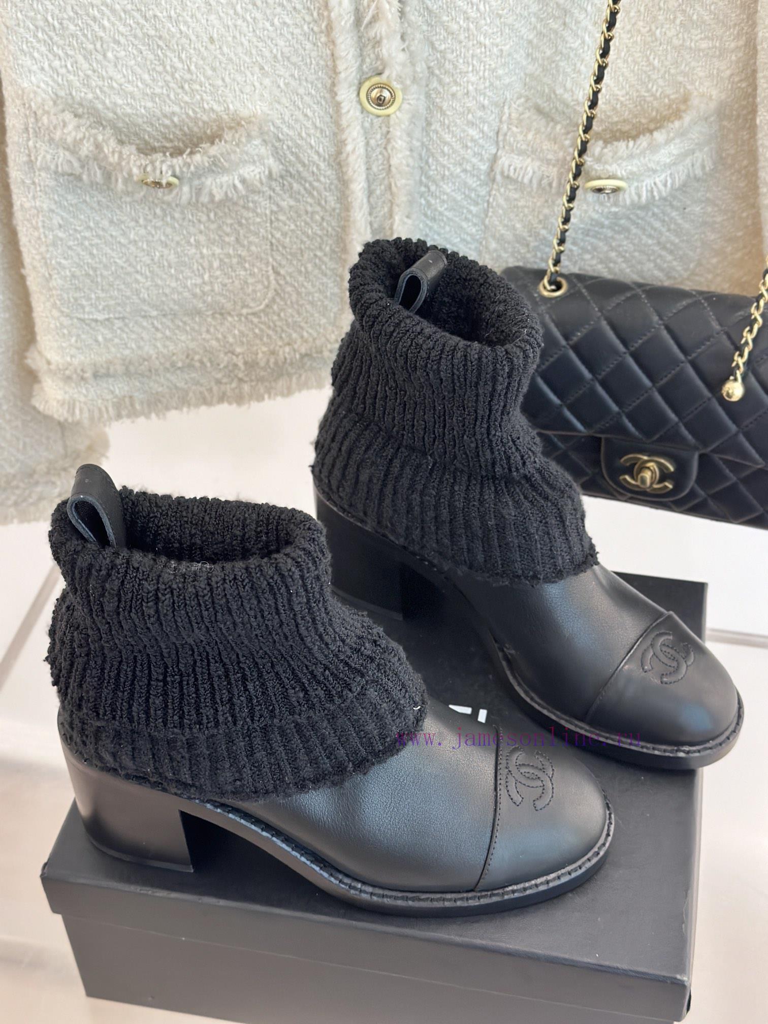 Chanel | Chanel 24K Autumn/Winter New Product Double CThick heeled socks bootsThis season's bruaxgnw - Image 4