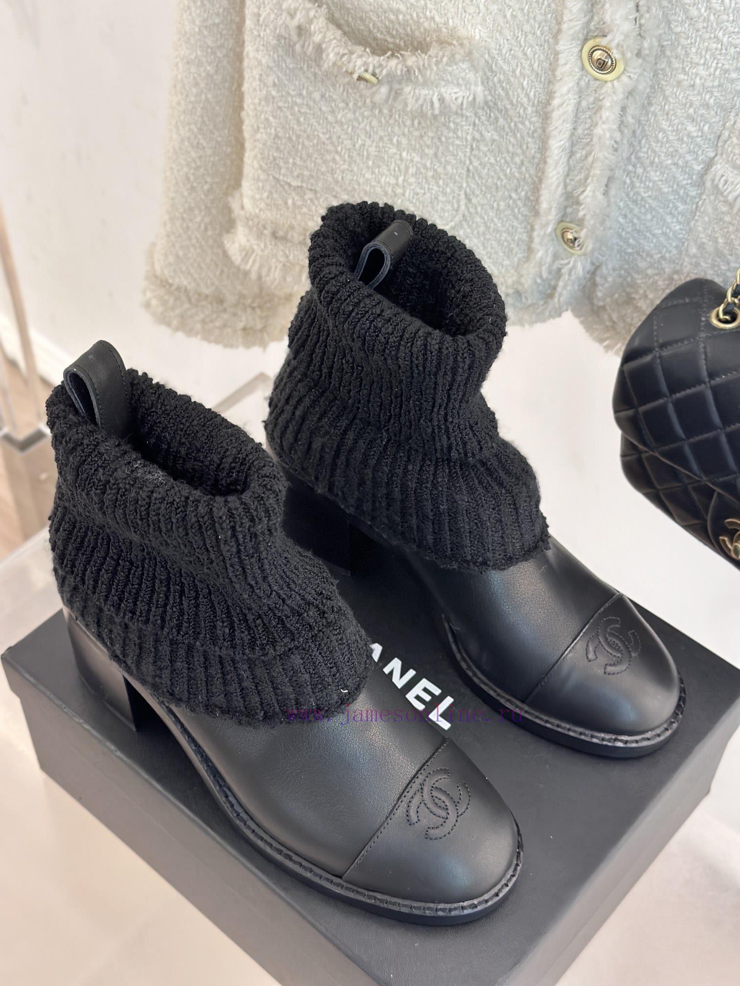 Chanel | Chanel 24K Autumn/Winter New Product Double CThick heeled socks bootsThis season's bruaxgnw - Image 5