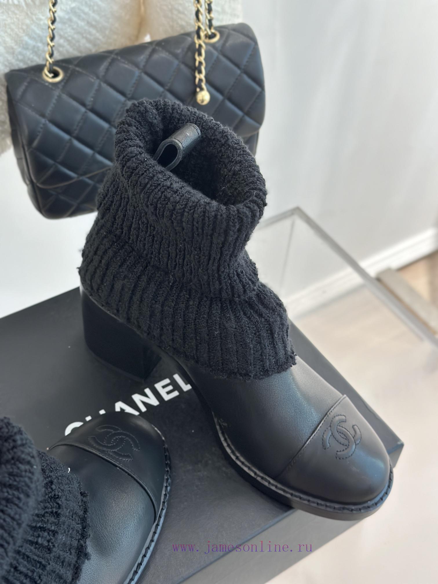 Chanel | Chanel 24K Autumn/Winter New Product Double CThick heeled socks bootsThis season's bruaxgnw - Image 6