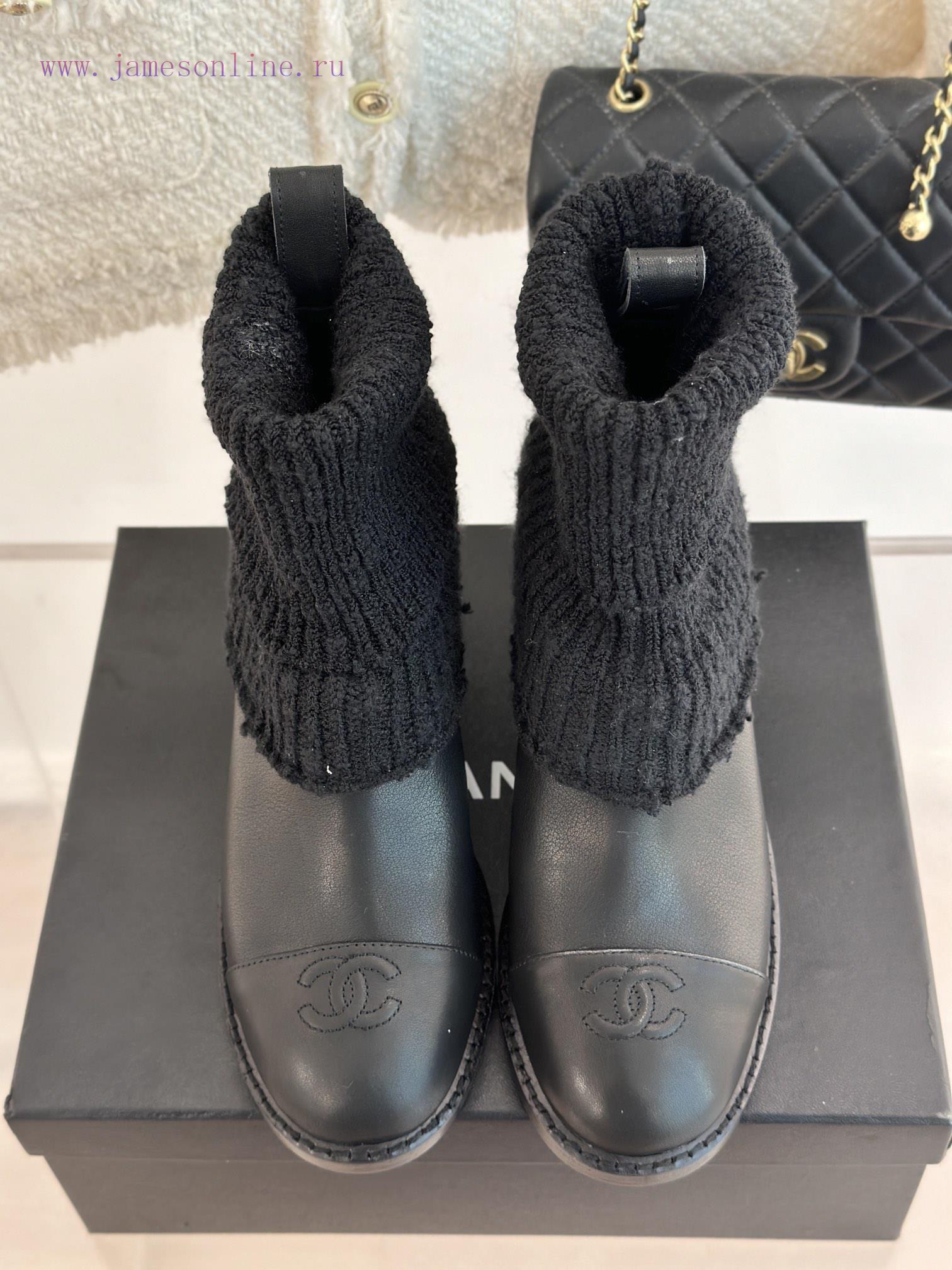 Chanel | Chanel 24K Autumn/Winter New Product Double CThick heeled socks bootsThis season's bruaxgnw - Image 7