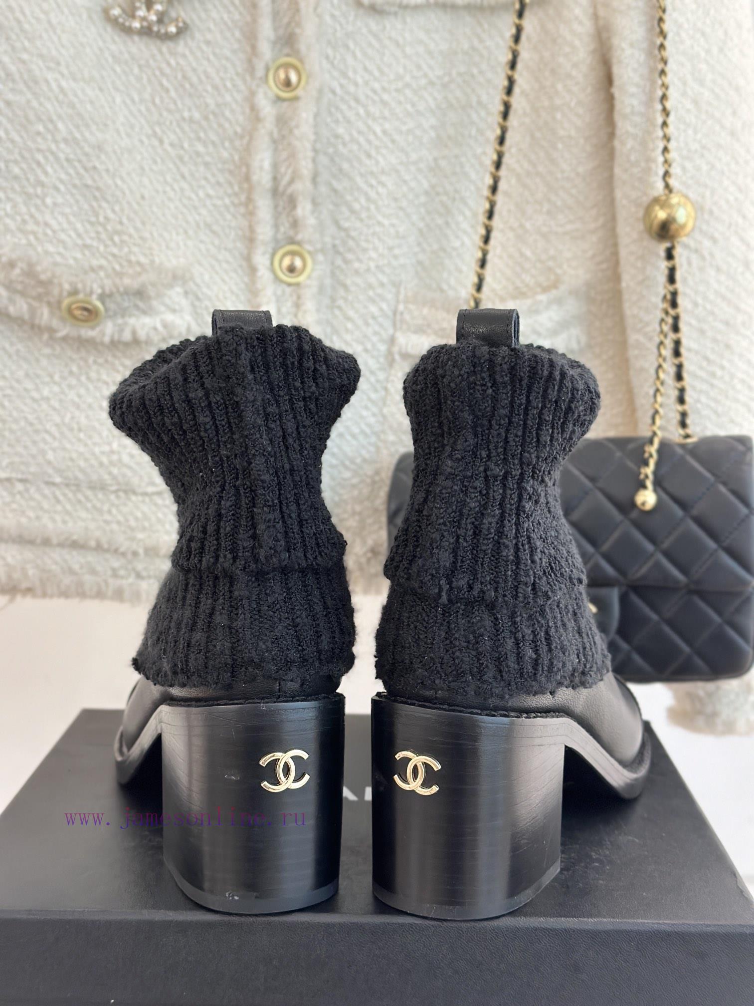 Chanel | Chanel 24K Autumn/Winter New Product Double CThick heeled socks bootsThis season's bruaxgnw - Image 9