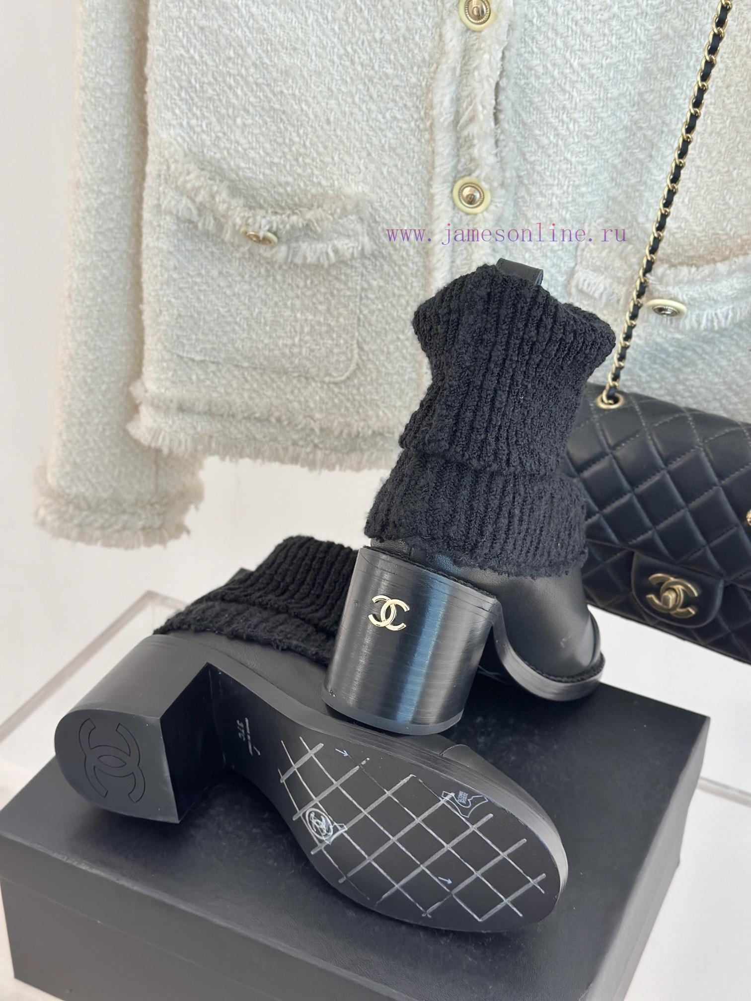 Chanel | Chanel 24K Autumn/Winter New Product Double CThick heeled socks bootsThis season's bruaxgnw - Image 10