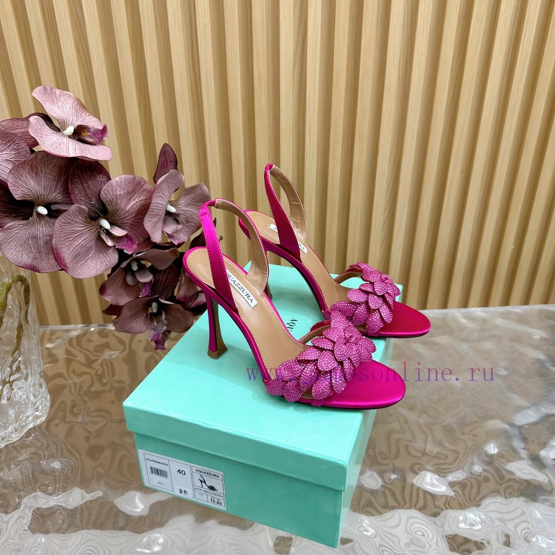 Aquazzura 2024 New Top Pineapple Women's Flower High Heel Sandals Original 1:1 Open Model Her1rva21d - Image 2