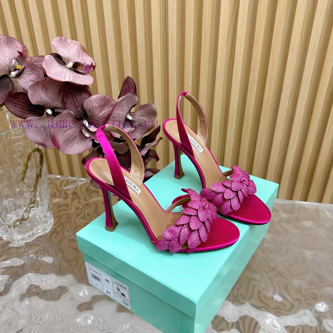 Aquazzura 2024 New Top Pineapple Women's Flower High Heel Sandals Original 1:1 Open Model Her1rva21d - Image 4