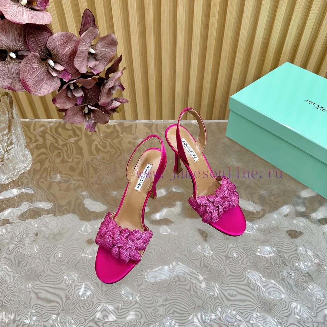 Aquazzura 2024 New Top Pineapple Women's Flower High Heel Sandals Original 1:1 Open Model Her1rva21d - Image 7