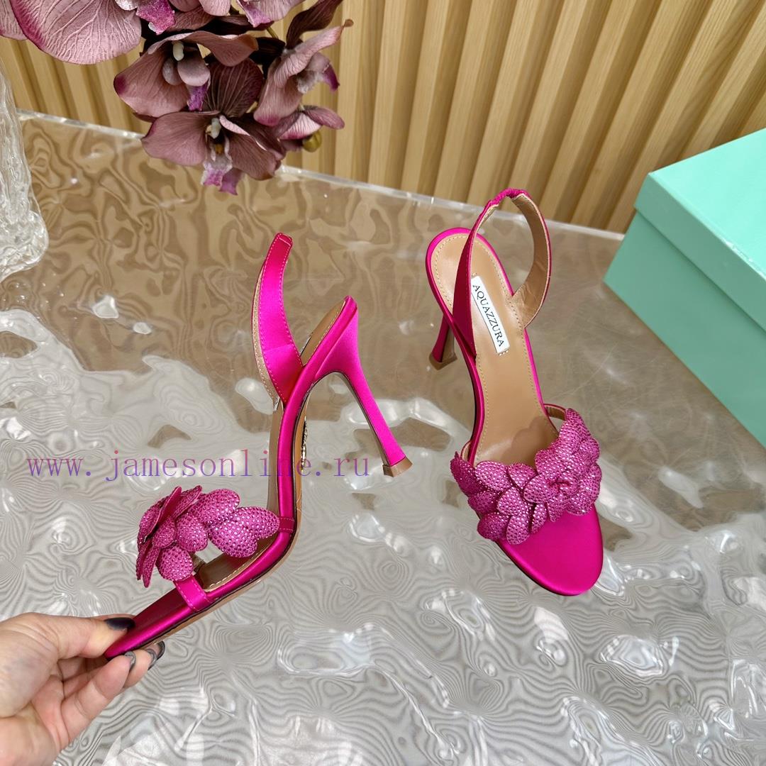 Aquazzura 2024 New Top Pineapple Women's Flower High Heel Sandals Original 1:1 Open Model Her1rva21d - Image 8