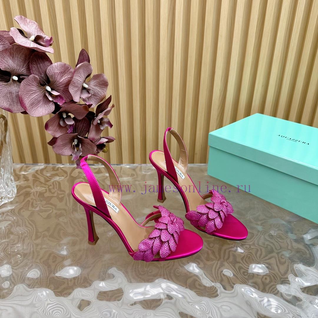 Aquazzura 2024 New Top Pineapple Women's Flower High Heel Sandals Original 1:1 Open Model Her1rva21d - Image 9