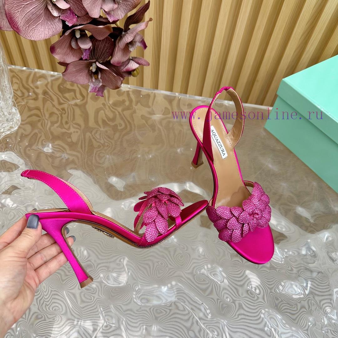 Aquazzura 2024 New Top Pineapple Women's Flower High Heel Sandals Original 1:1 Open Model Her1rva21d - Image 10