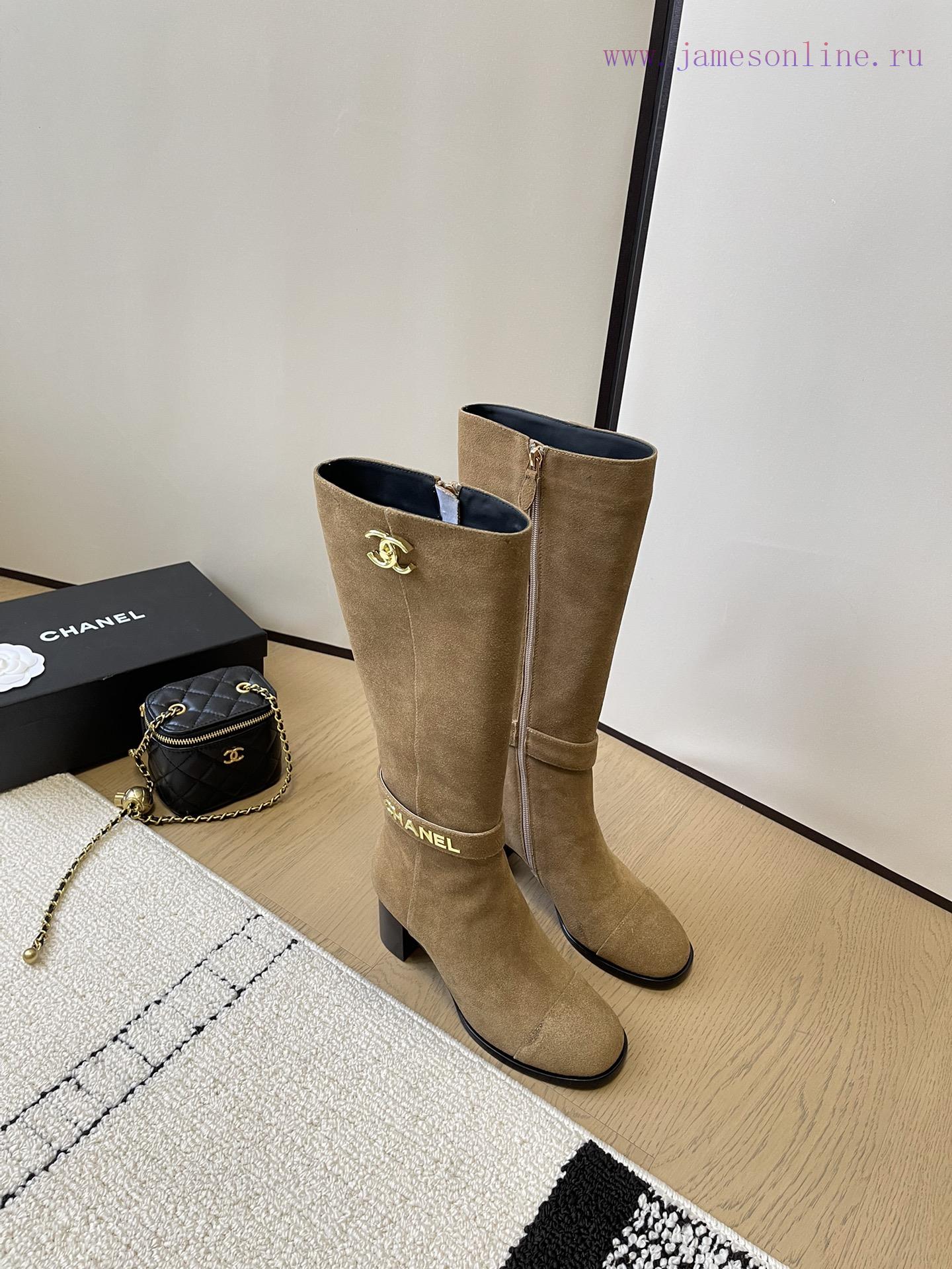 Chanel thick heel high-heeled boots with side zipper and double C-buckle decoration fashion yws35y88 - Image 3