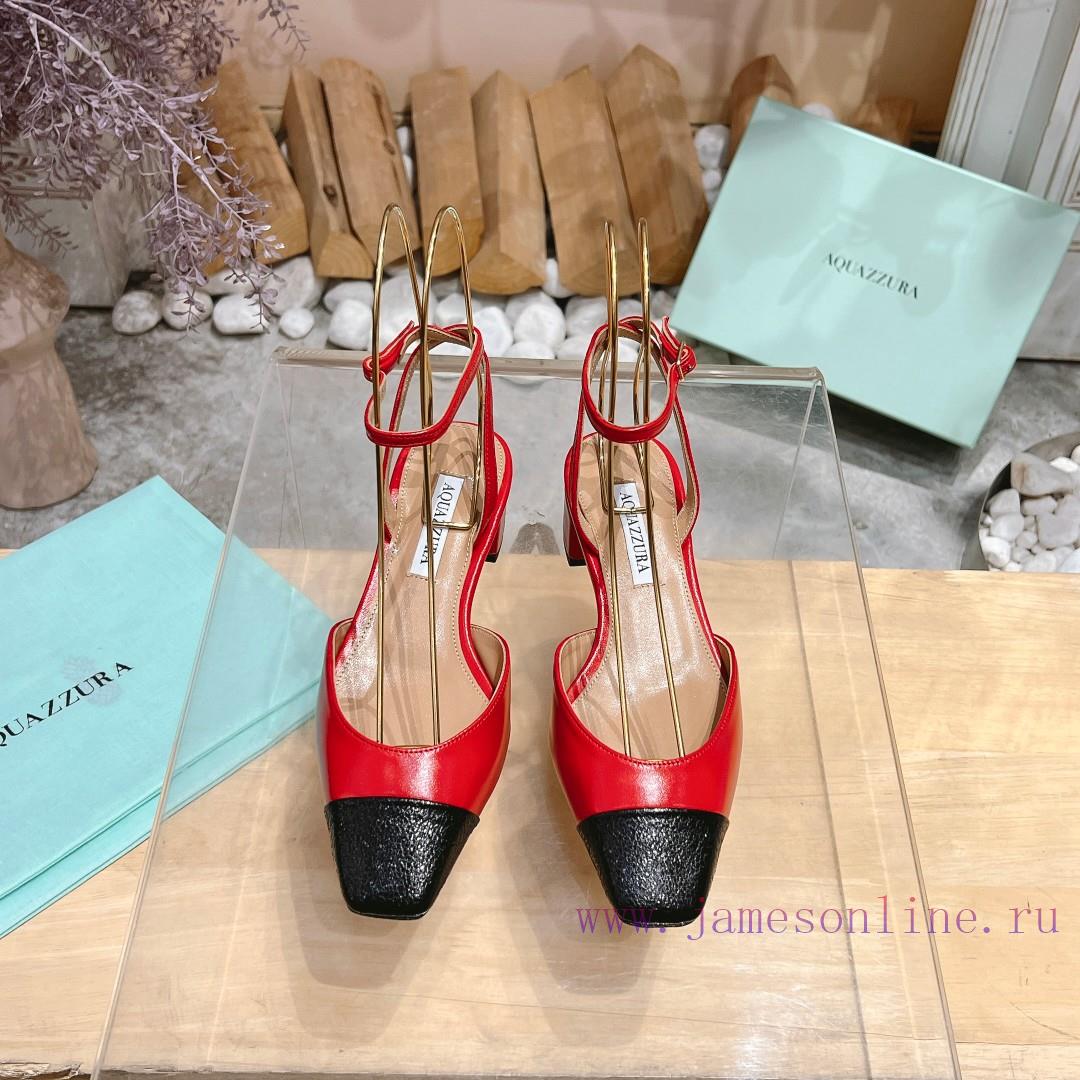 𝑨𝑸𝑼𝑨𝒁𝒛𝒖𝒓𝒂 𝟐𝟒𝒔𝒔 🤍 Top notch square toe women's high heels, this "FrenchFlirt" mid heel shoe afbdhj39