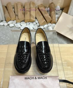 MACH&MACH 2024 Autumn/Winter New Crystal Buckle Women's Shoes Letter Logo Hardware Buckle Lolofk82f3