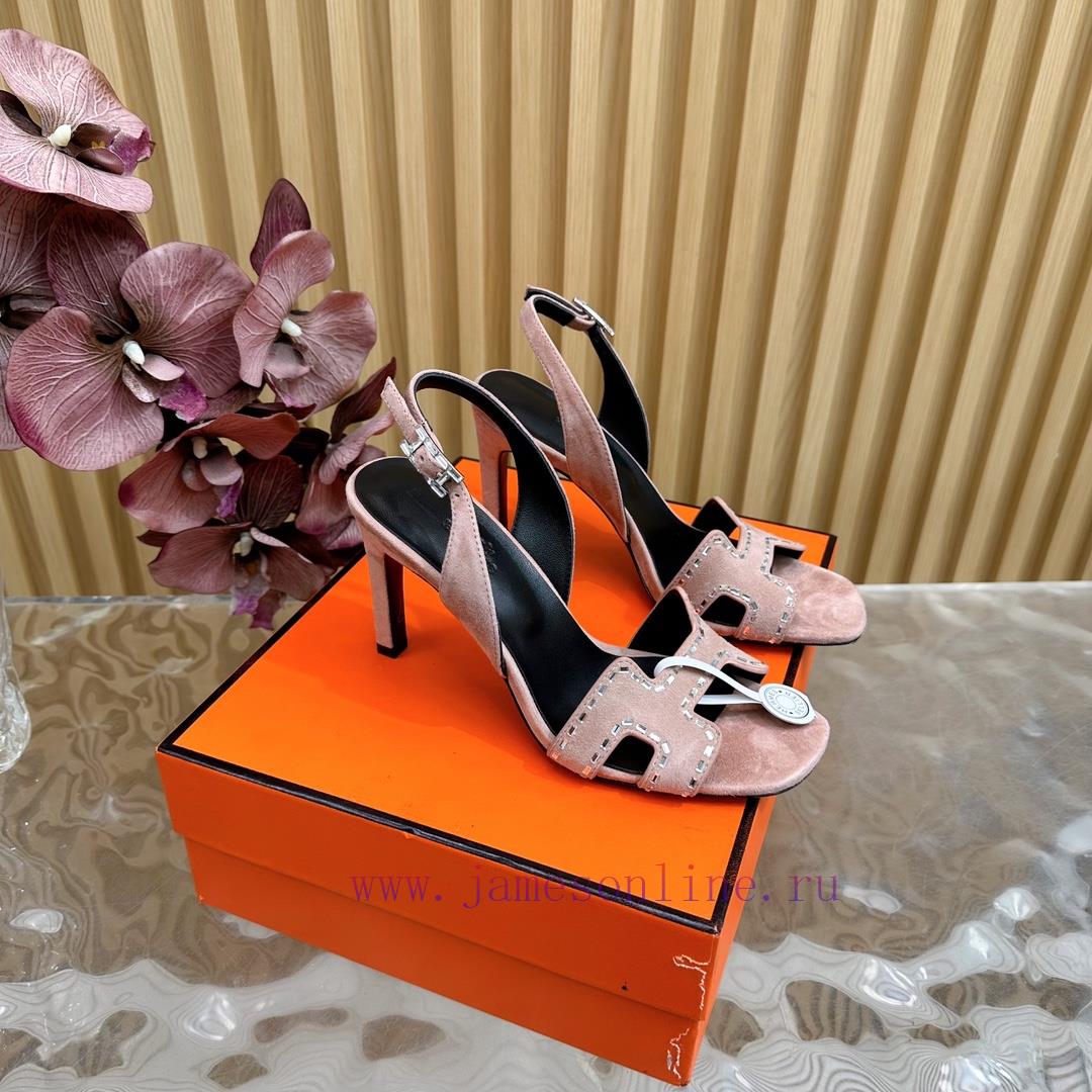 2024 New Collection: Herm è s/Herm è s Classic High Heel Hot Diamond Sandals with a retro de6rl1es01