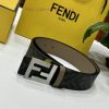 FENDI's dual ring front and back waist belt with FF nail buckle, brown Cuoio Romano leather r1m39dai